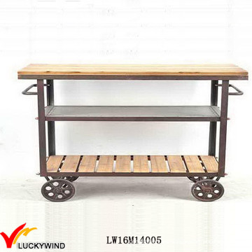 Vintage Industrial Bar Cocina Serving Table Trolley